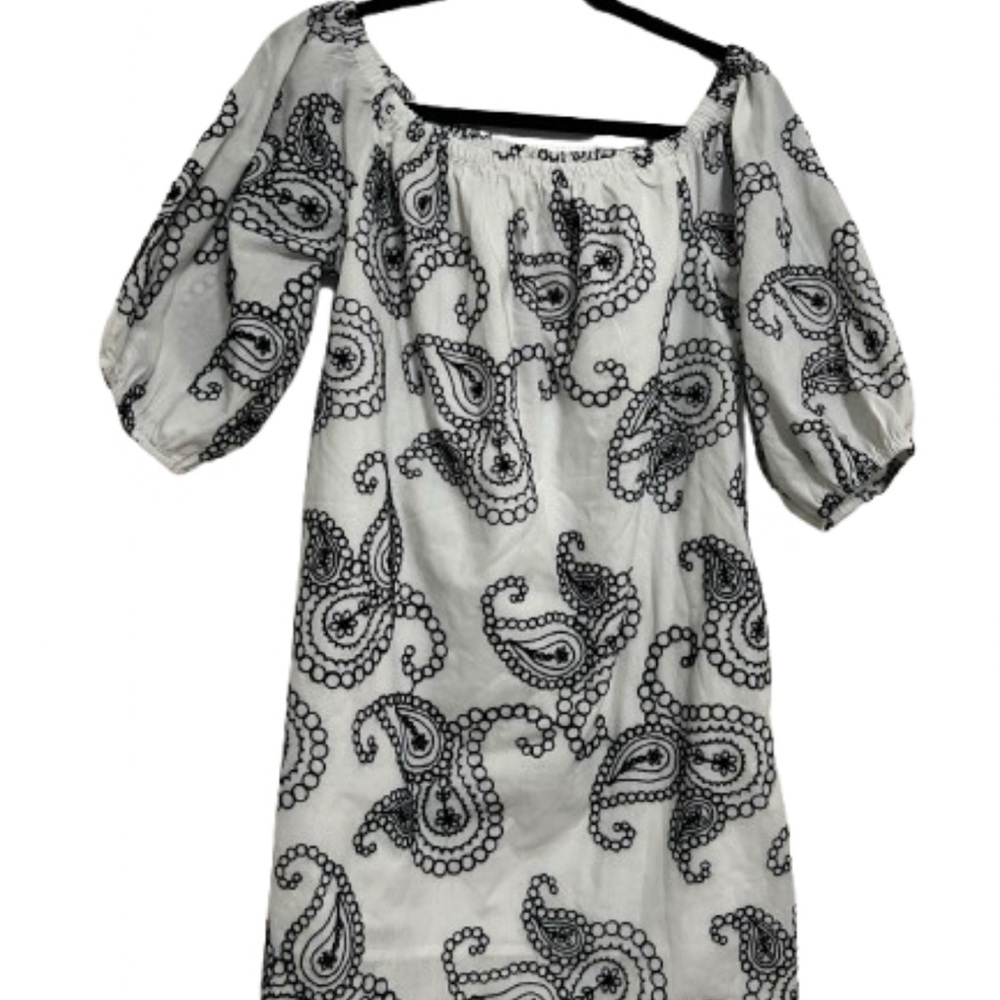 Miss Kelly 1999 Mini Dress Sz Large Black and White Paisley Dress w/Pockets